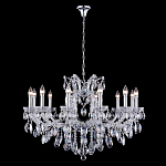 Люстра подвесная с 12-ю лампочками и прозрачными хрустальными подвесками на хромированном основании Crystal lamps варинант исполнения - 2 | Loft Concept в Москве