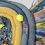 Ковер разноцветный из джинсовой одежды и армейских палаток Upcycling варинант исполнения - 4 | Loft Concept в Москве