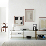 ТВ-тумба из стекла и металла Tingey Metal Glass TV Stand варинант исполнения - 4 | Loft Concept в Москве