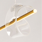 Люстра линейная золотистого цвета с двумя прозрачными волнистыми элементами Wave Line варинант исполнения - 11 | Loft Concept в Москве