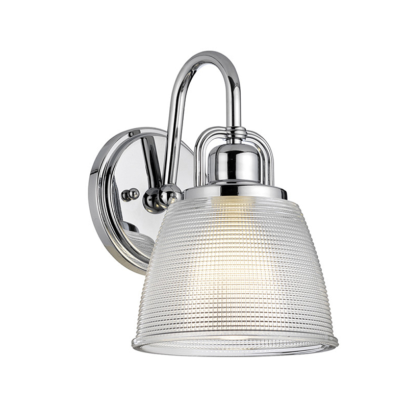 Бра с прозрачным рифленым плафоном в форме колокола Quoizel Хром Прозрачное Стекло в Москве | Loft Concept 