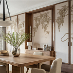 Обои с вышивкой ручной работы Deco Wisteria ﻿Midas colourway on Liso Pearl wool sateen варинант исполнения - 2 | Loft Concept в Москве