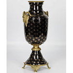 Ваза черного цвета из фарфора с золотистым узором и бронзовыми элементами Eden Garden porcelain and bronze варинант исполнения - 1 | Loft Concept в Москве