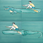 Плитка с узором Крокодил байдарочник варинант исполнения - 2 | Loft Concept в Москве