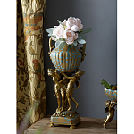 Ваза голубого цвета из фарфора с золотым растительным орнаментом и бронзовыми фигурками женщин Eden Garden porcelain and bronze варинант исполнения - 7 | Loft Concept в Москве