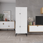 Комод белый с 4-мя дверцами на металлических ножках SPARK MULTIPURPOSE CABINET WHITE варинант исполнения - 11 | Loft Concept в Москве