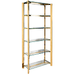 Стеллаж золото с прозрачными стеклянными полками Safekeeping варинант исполнения - 1 | Loft Concept в Москве