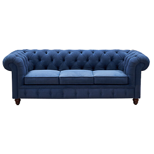 Диван Mini Kensington Sofa triple blue velor