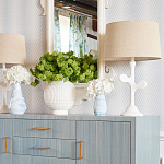 Настольная лампа с белым каркасом и тканевым абажуром Natural Stems варинант исполнения - 3 | Loft Concept в Москве