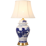 Настольная лампа с абажуром Blue Chinoiserie Table Lampshade варинант исполнения - 1 | Loft Concept в Москве