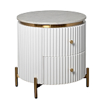 Тумбочка белая круглая с мраморной столешницей Thoroughbass варинант исполнения - 4 | Loft Concept в Москве