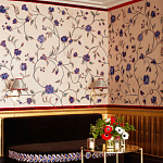 Обои с вышивкой ручной работы Flora Catherine colourway on Liso Pearl wool sateen варинант исполнения - 1 | Loft Concept в Москве