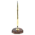 Ручка шариковая металлическая на восьмиугольной подставке из натурального камня Обсидиан Metal Stone Pens варинант исполнения - 1 | Loft Concept в Москве