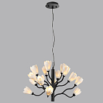 Люстра подвесная черного цвета с ветвями и белыми фарфоровыми цветами Floralis варинант исполнения - 5 | Loft Concept в Москве