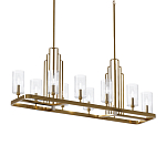 Люстра прямоугольная цвета латунь с прозрачными рифлеными цилиндрическими плафонами Kichler варинант исполнения - 1 | Loft Concept в Москве