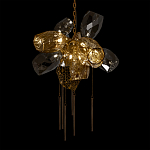 Люстра подвесная со стеклянными плафонами из дымчатого и золотистого с шестью вертикальными подвесками Gilded Mirage  варинант исполнения - 8 | Loft Concept в Москве