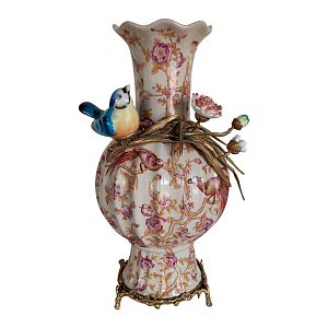 Ваза с орнаментом фигурка птичка Porcelain ornament