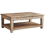 Журнальный стол из массива манго с резьбой Agota Coffee Table варинант исполнения - 1 | Loft Concept в Москве