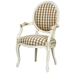 Стул с подлокотниками и круглой спинкой  Checkered Upholstery Chair обивка в клетку варинант исполнения - 1 | Loft Concept в Москве