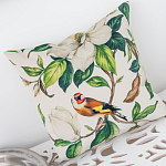 Декоративная подушка бежевая с изображением птица в саду Blooming Birds варинант исполнения - 3 | Loft Concept в Москве