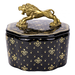Шкатулка черного цвета с крышкой с фигуркой льва Eden Garden варинант исполнения - 1 | Loft Concept в Москве
