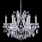 Люстра подвесная с 6-ю лампочками и прозрачными хрустальными подвесками на хромированном основании Crystal lamps варинант исполнения - 1 | Loft Concept в Москве