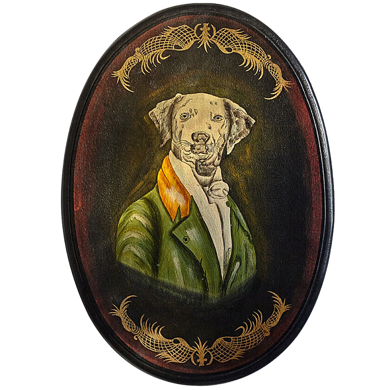     Chinoiserie Grey Dog Portrait      | Loft Concept 