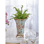 Ваза голубого цвета из фарфора с цветочным рисунком и бронзовой стрекозой Blue Garden варинант исполнения - 5 | Loft Concept в Москве