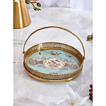 Блюдо круглое с ручкой и голубым фарфоровым дном с цветочным рисунком Blue Garden варинант исполнения - 3 | Loft Concept в Москве