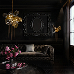 Люстра подвесная со стеклянными плафонами из дымчатого и золотистого с тремя вертикальными подвесками Gilded Mirage  варинант исполнения - 8 | Loft Concept в Москве