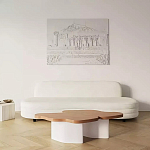 Дизайнерский журнальный стол с фигурной столешницей на белом основании Holarisex варинант исполнения - 2 | Loft Concept в Москве