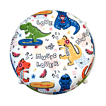 Пуф детский круглый с принтом на 4-х белых ножках Dinosaurs CHILDHOOD варинант исполнения - 2 | Loft Concept в Москве