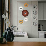 Бра с круглым белым плафоном и черной центральной деталью Natural Harmonie  варинант исполнения - 2 | Loft Concept в Москве