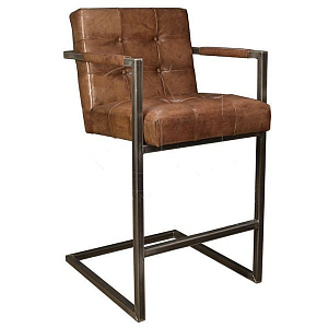 Кожаный стул Bar Stool Leather Iron Tufted