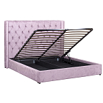 Кровать двуспальная фиолетовая с основанием из массива дерева с мягким изголовьем Velour Beds варинант исполнения - 2 | Loft Concept в Москве