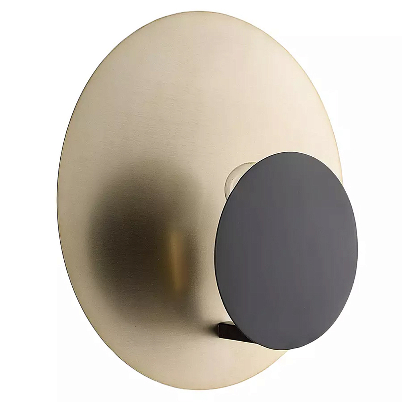 Бра круглое в сочетании золотистого и чёрного цвета Round Sconce Gold and Black Черный Золотой в Москве | Loft Concept 