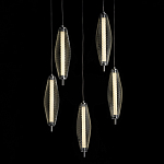 Люстра круглая каскадня с 5-ю плафонами из металлической сетки Mesh Lampshade Lighting варинант исполнения - 3 | Loft Concept в Москве