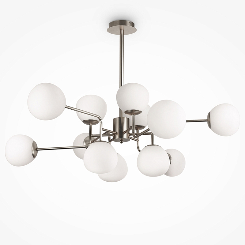 Люстра Tiepolo Ball Chandelier Nickel 12 Никель Белый в Москве | Loft Concept 