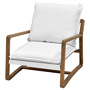 Белое кресло Loan Armchair с каркасом из массива дуба