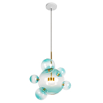 Подвесной светильник с прозрачными бирюзовыми стеклянными шарами и золотыми деталями Диаметр 46 Giopato & Coombes варинант исполнения - 1 | Loft Concept в Москве