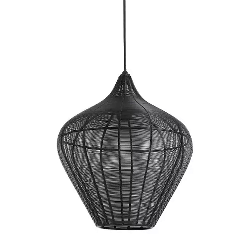 Подвесной светильник в форме купола с плетеным металлическим абажуром Wicker Iron Lamp Черный в Москве | Loft Concept 