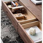 Кофейный стол из массива дерева с выдвижными ящиками Coffee Walnut Table варинант исполнения - 3 | Loft Concept в Москве