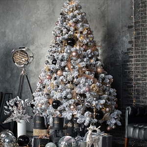 Елка Дизайнерская Украшенная Черным и Золотым декором Christmas tree Black and Gold