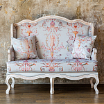 Двухместный диван из массива бука серый с растительным орнаментом Raffael Blue Grey Sofa варинант исполнения - 10 | Loft Concept в Москве