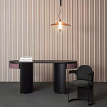 Дизайнерский письменный стол овальной формы с 2-мя выдвижными ящиками по бокам Parsec варинант исполнения - 1 | Loft Concept в Москве