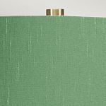 Настольная лампа с белым фигурным основанием на латунном основании и зеленым тканевым конусным абажуром Elstead Lighting варинант исполнения - 2 | Loft Concept в Москве