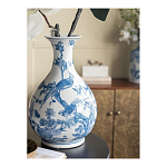 Ваза с мотивами цветущего сада с попугаями Blue Vase Inspired by Nature варинант исполнения - 6 | Loft Concept в Москве