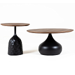 Столик журнальный с круглой деревянной столешницей на черном фактурном основании Bourgeon варинант исполнения - 3 | Loft Concept в Москве