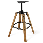 Барный стул со спинкой и металлической подставкой на 4-х деревянных ножках Зеленый Велюр Vendramin Chair варинант исполнения - 4 | Loft Concept в Москве