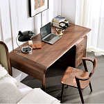 Стол рабочий округлой формы с 3-мя ящиками  Working Moonnut Table варинант исполнения - 6 | Loft Concept в Москве